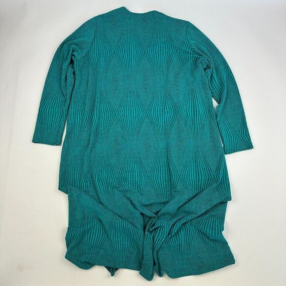 Lularoe Sarah Cardigan Duster Sweater Teal Black Lined Size S Open Front Pockets - Picture 10 of 12